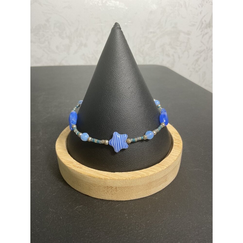 Blue Star Bead Bracelet With Lobster Clasp